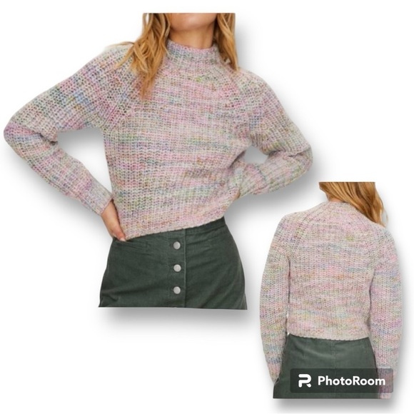 Wilfred Free Aritzia Retrograde Mockneck Pastel Rainbow Cropped Sweater - Picture 4 of 15